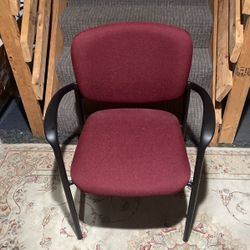 8 Red And Brown Office Chairs