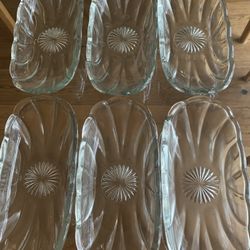 Six Clear Vintage Ice Cream Dish.