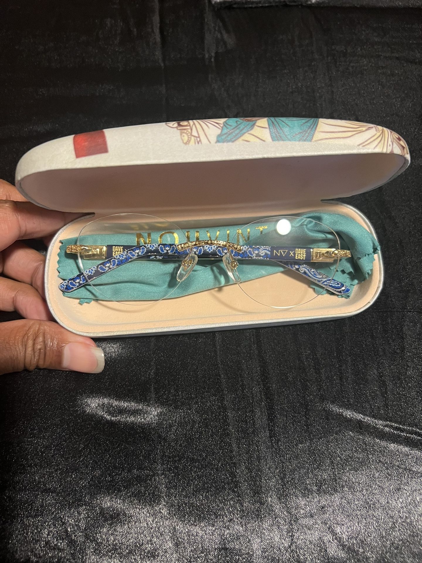 Dave East X NouVintage Blue Paisley Sunglasses