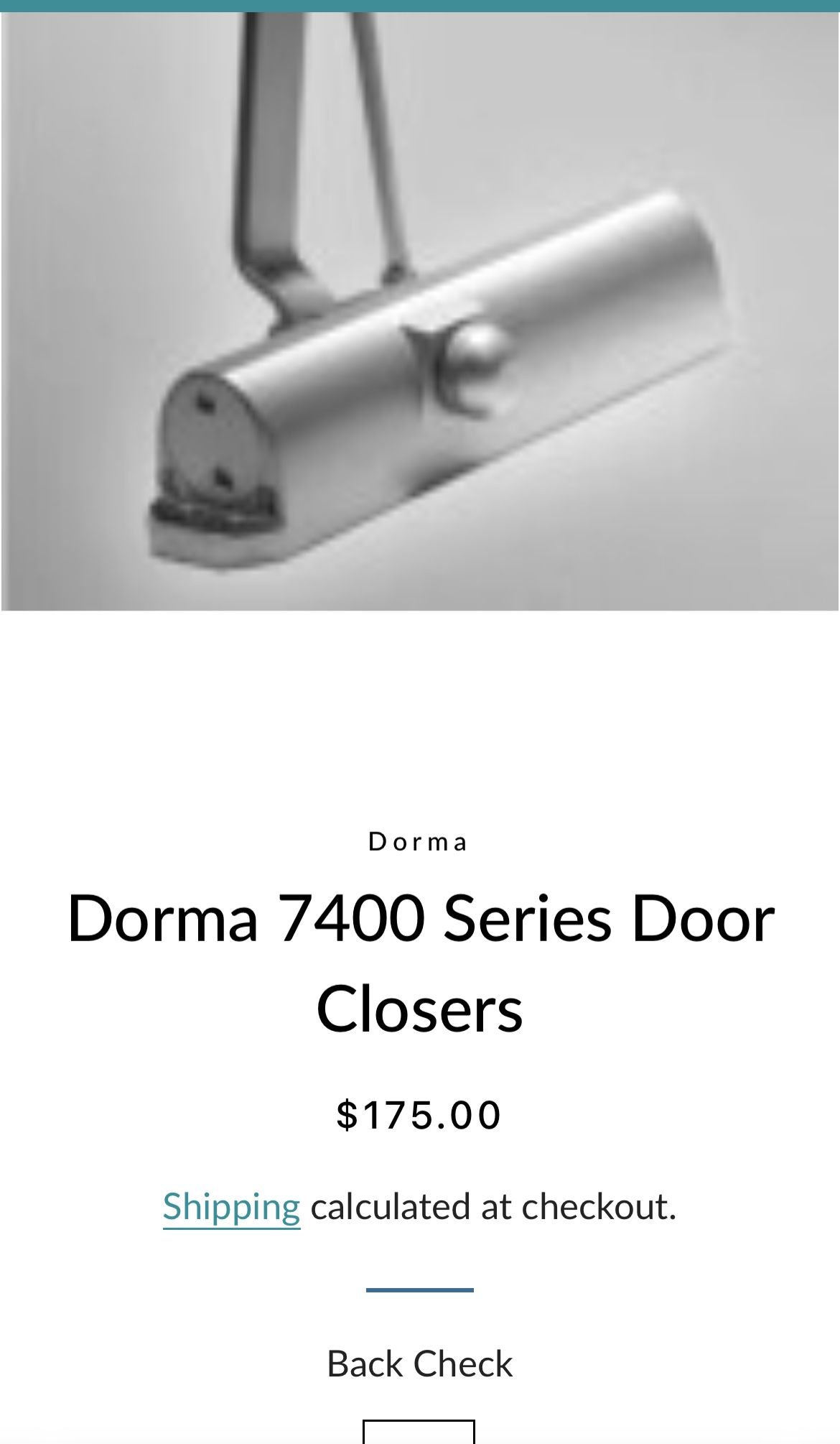 New DORMA 7400 Series door closer CB CLOSER