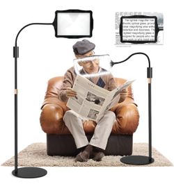 10X Magnifying Glass, with Light and Stand, 3 Light Modes Rechargeable Floor Magnifying,Suitable for Reading, Sewing, Crafts, DIY, Embroidery, Close W