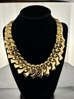 14K Yellow Gold Scale Collar Necklace 35mm Wide 18"⁠