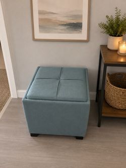 Heavy-Duty Blue/Gray Ottoman