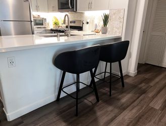 Swivel Bar Stools Set of 2, 26" Faux Leather Counter Height Chairs