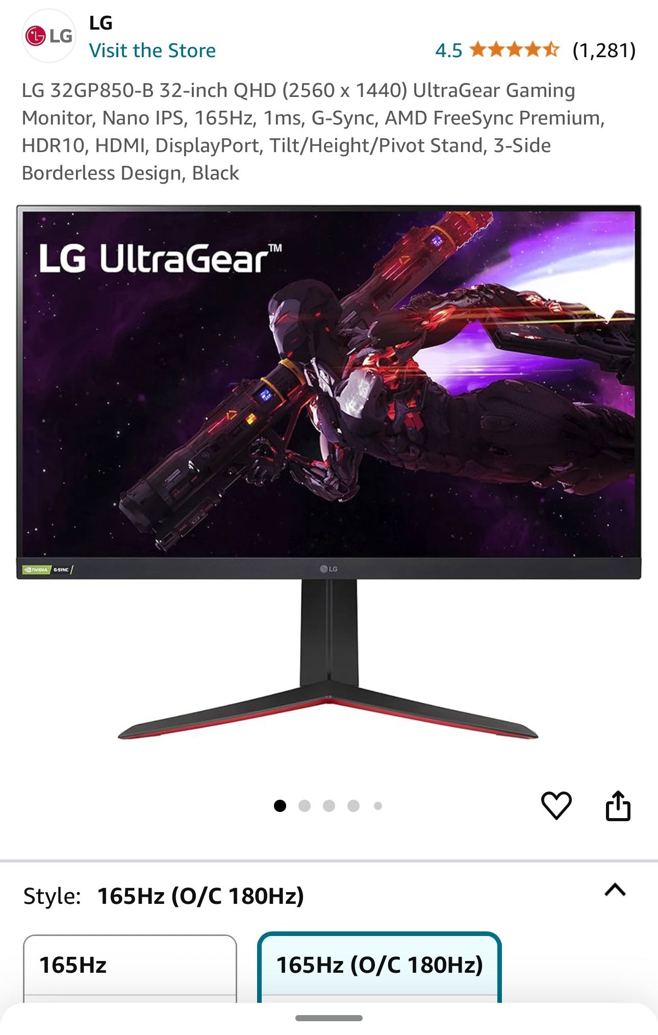 LG 32 Inch IPS Panel - 165hz can OC To 180