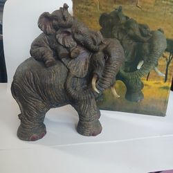 Zeckos/Ebros Carved Wood-Look Elephant Family Figurine
