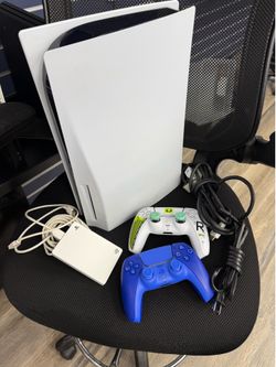 Sony PS5 1st Gen Disc Version with 2 Dualsense Wireless Controllers, 2TB External Hard Drive, Cords