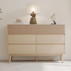 Natural Wood Color 7-Drawer Dresser for Bedroom, Chest of Drawers with Storage, Wooden TV Stand for Living Room with Pull-Free Drawers