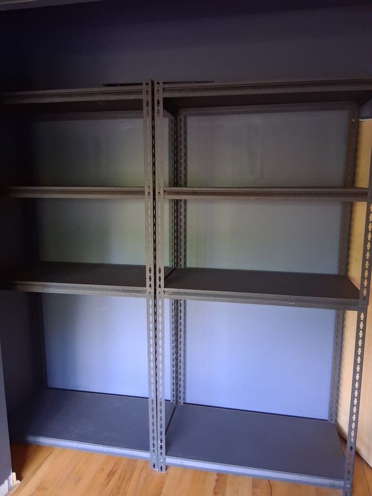 Black Metal and Wood Storage Shelving