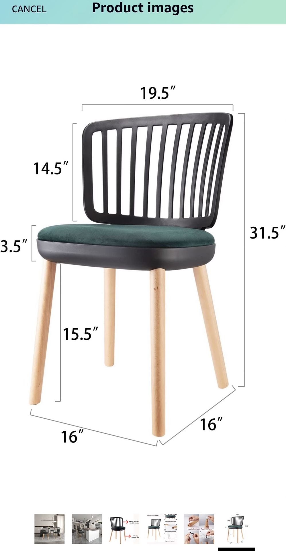 Starway Mid Century Modern Dining Chairs Set