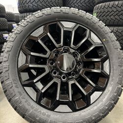22" BLACK Wheels 22x8.5 8x180 Rims and Tires Chevrolet Chevy 2500 Silverado GMC Sierra 3500 HD Chevrolet 2500HD DENALI 3500HD ULTIMATE Duramax
