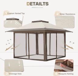🍁 1 Gazebo, 1 Glass Table w/ 2 Swivel Chairs, 4 Stationary Chairs all w/ Cushions... Value $1000
