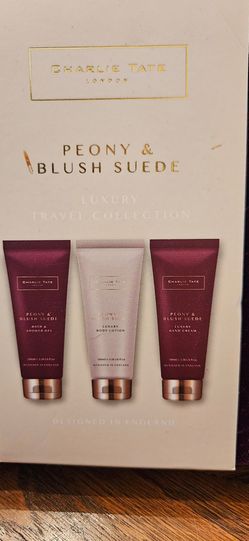 Charlie Tate London Peony & Blush Suede Luxury Travel Collection gift set