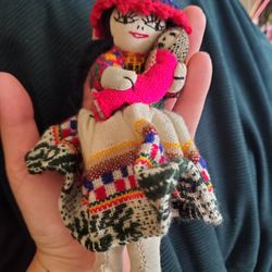 Handmade Peruvian Folk Art Doll With Baby