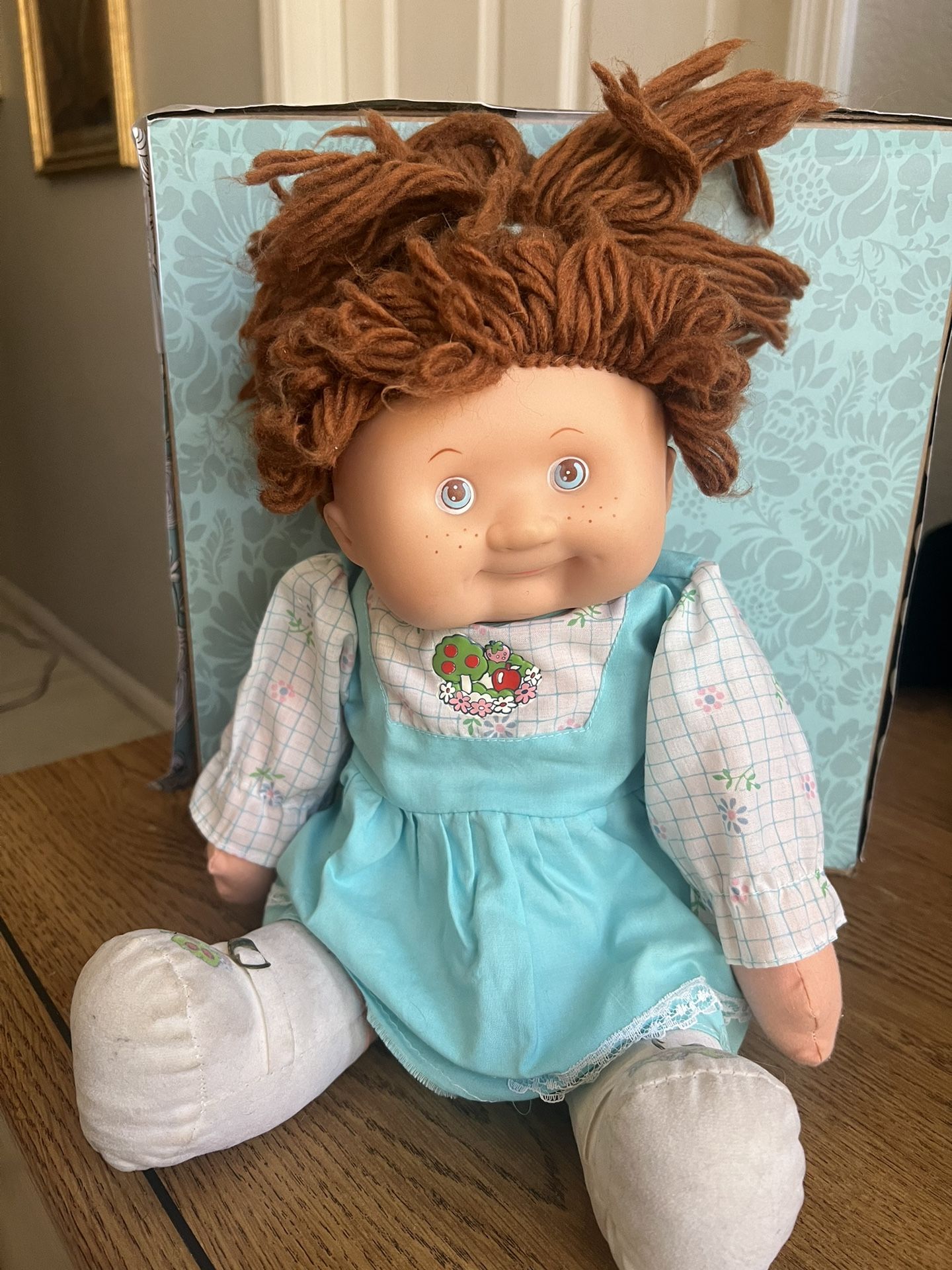 Vintage 1983 Blue-Box Flower Kid Doll Red Hair Girl Hong Kong Cabbage Patch Look