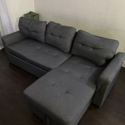 HONBAY Convertible Sectional Sofa, L Shaped Couch with Reversible Chaise for Small Space, Dark Grey
