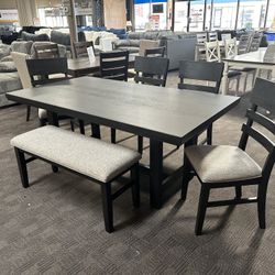 New Black Dining Kitchen Table Set