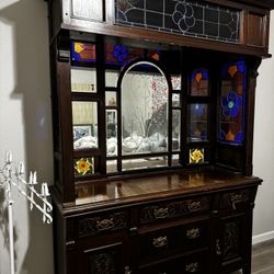 Vintage Stained Glass Cabinet