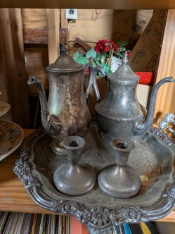 2 Candles Holder  and 1 Coffee 1 Chocolate Pot