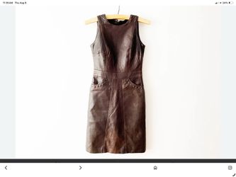 Brown leather pencil dress