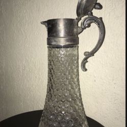 Vintage Crystal and silver decanter / pitcher / stein. Needs polished $75 