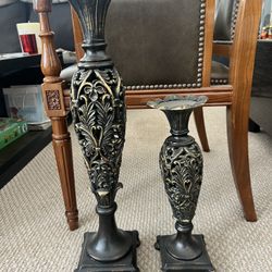 Candle Holders black and gold color , Wood Heavy