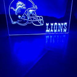 DETROIT LIONS LED NEON BLUE LIGHT SIGN 8x12