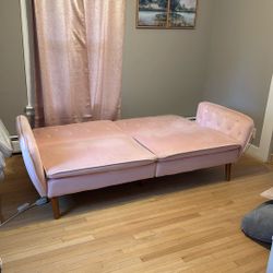 Pink Soft Suede Sofa Bed Couch