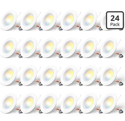 Amico 24 Pack 5/6 inch LED Recessed Lighting, Retrofit Can Lights, White Baffle Trim, Dimmable, 12.5W=100W, 950LM, 5CCT-2700K/3000K/4000K/5000K/6000K 
