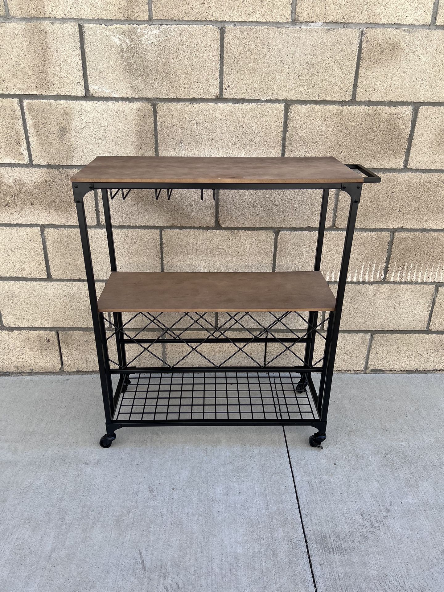 NEW Black & Brown Brackenhill Rolling Bar Cart **New in box** **FIRM PRICE**