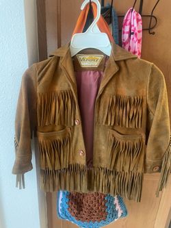 Vintage 1970s Vazquez Kids Suede Fringe Western Jacket - Size 6 - Made in Mexico