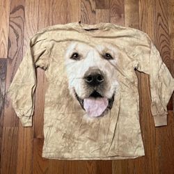 The Mountain T-Shirt Golden Retriever Dog Tie Dye Long Sleeve Mens Large Brown