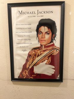 Vintage Michael Jackson 2009 Memorial Tribute Poster with Quote – Large 39" x 27" Framed