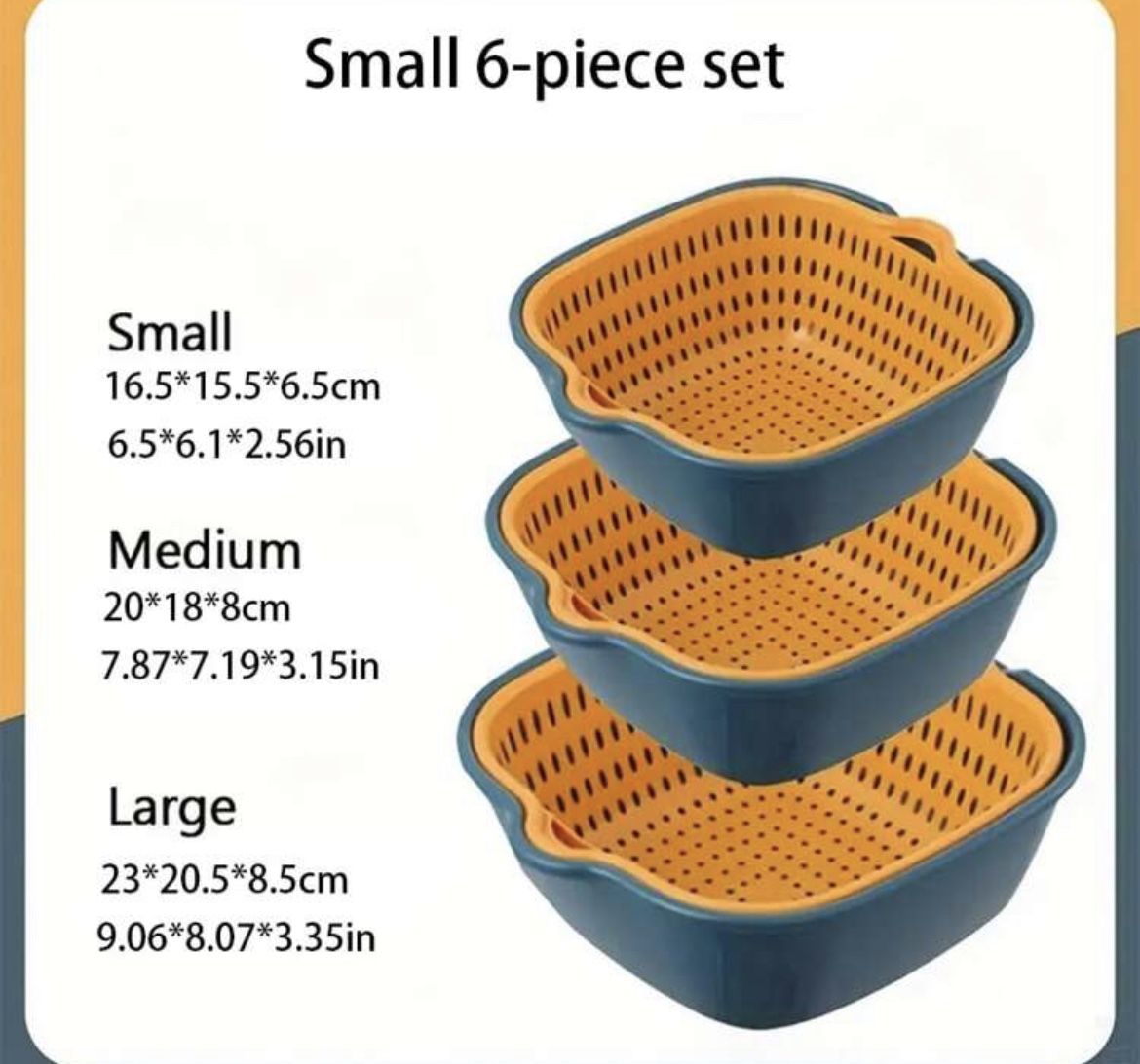 6pcs, Colander, Double Layer Drain Basket, Plastic Strainer Basket, Reusable Washing Basket, Household Colander For Kitchen, Fruits And Vegetable Wash