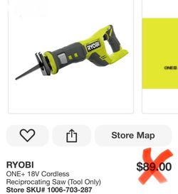 RYOBI ONE+ 18V Cordless Reciprocating Saw (Tool Only)