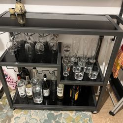 Bar Cart With Glass Shelves