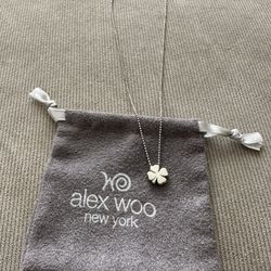 Alex Woo Brushed Sterling Silver Luck Clover Charm Necklace 16”