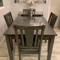 Dining Set Kitchen Gray Table With 4 Chairs🤩New