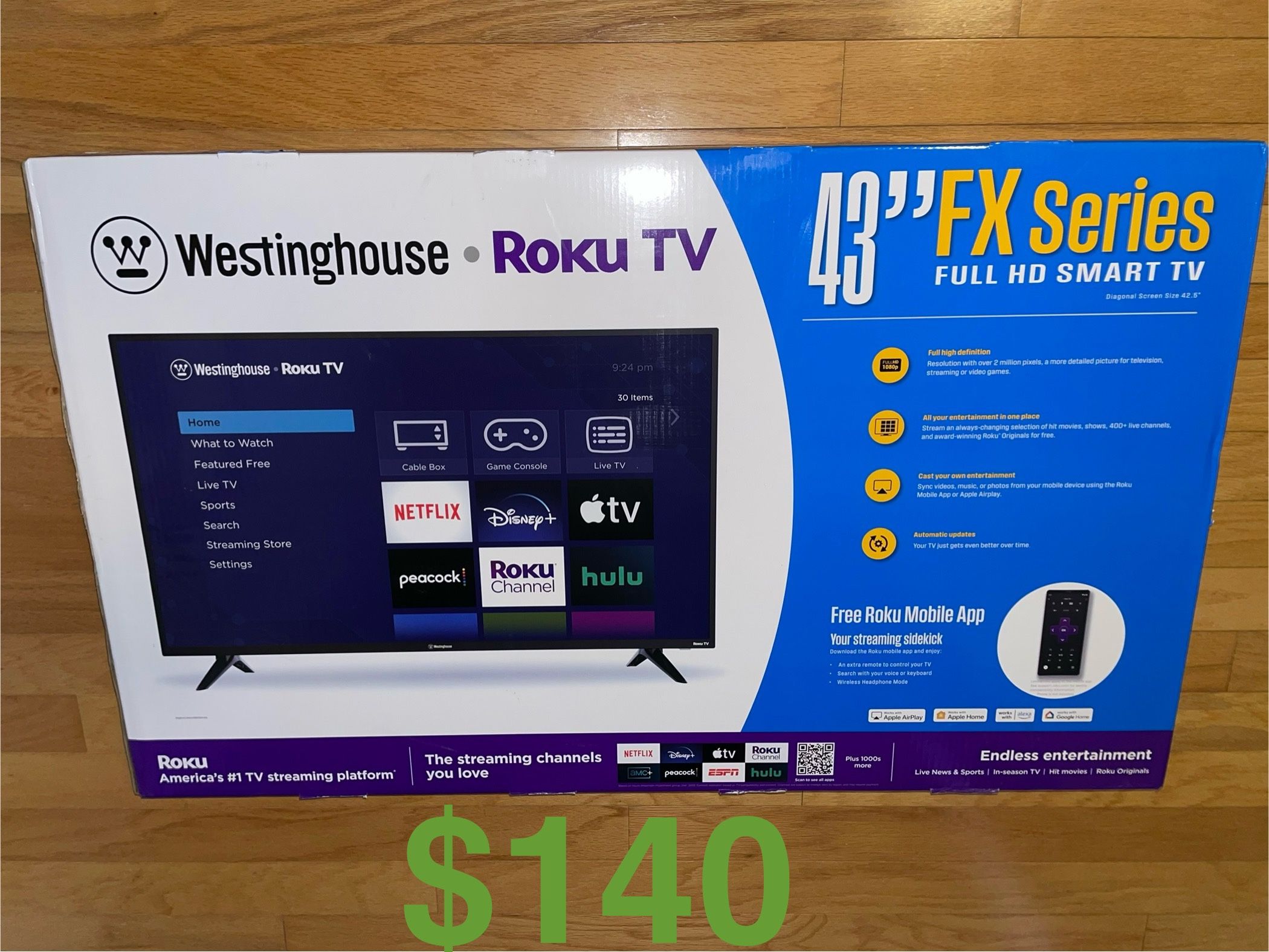 Westinghouse Roku HD TV 43 Inch Smart TV 1080P Brand New Sealed In Box. CASH ONLY. PRICE IS FIRM. NO TRADES. For pickup in Carrollwood