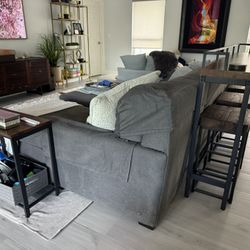 Couch with Queen Sleeper, Quality Mattress. Free Round chair and Bench