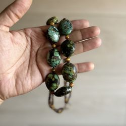 Tiger Eye And Green Turquoise Necklace