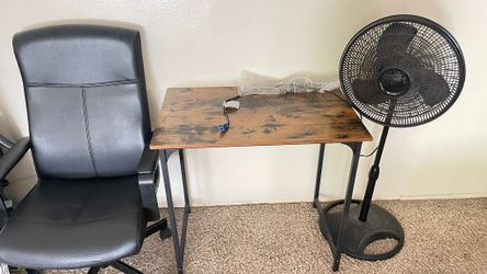 Table, Lasko Fan, and IKEA chair all for $90