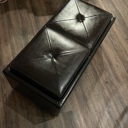 Brown Faux Leather Ottoman