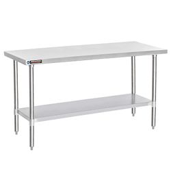 DuraSteel 30x72 Stainless Steel Prep Table - NSF Commercial Kitchen Metal Worktable - Large Laboratory Benches with Under Shelf - For Laundry Room, Ki