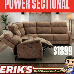 Power button recliner sectional