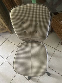Rolling Desk Chair — Gray Gingham Cushion Cover