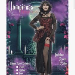 Women Halloween Vampire Costume Fancy Gothic Deluxe Vampire Dress