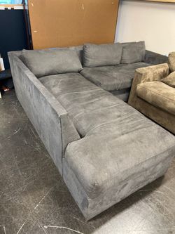 Spacious Dark Grey Fabric Sectional Sofa with Chaise