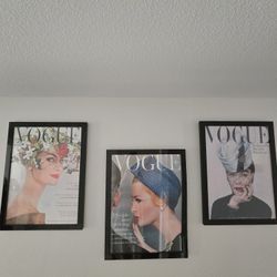 Antique Vogue Framed Posters Set of 3
