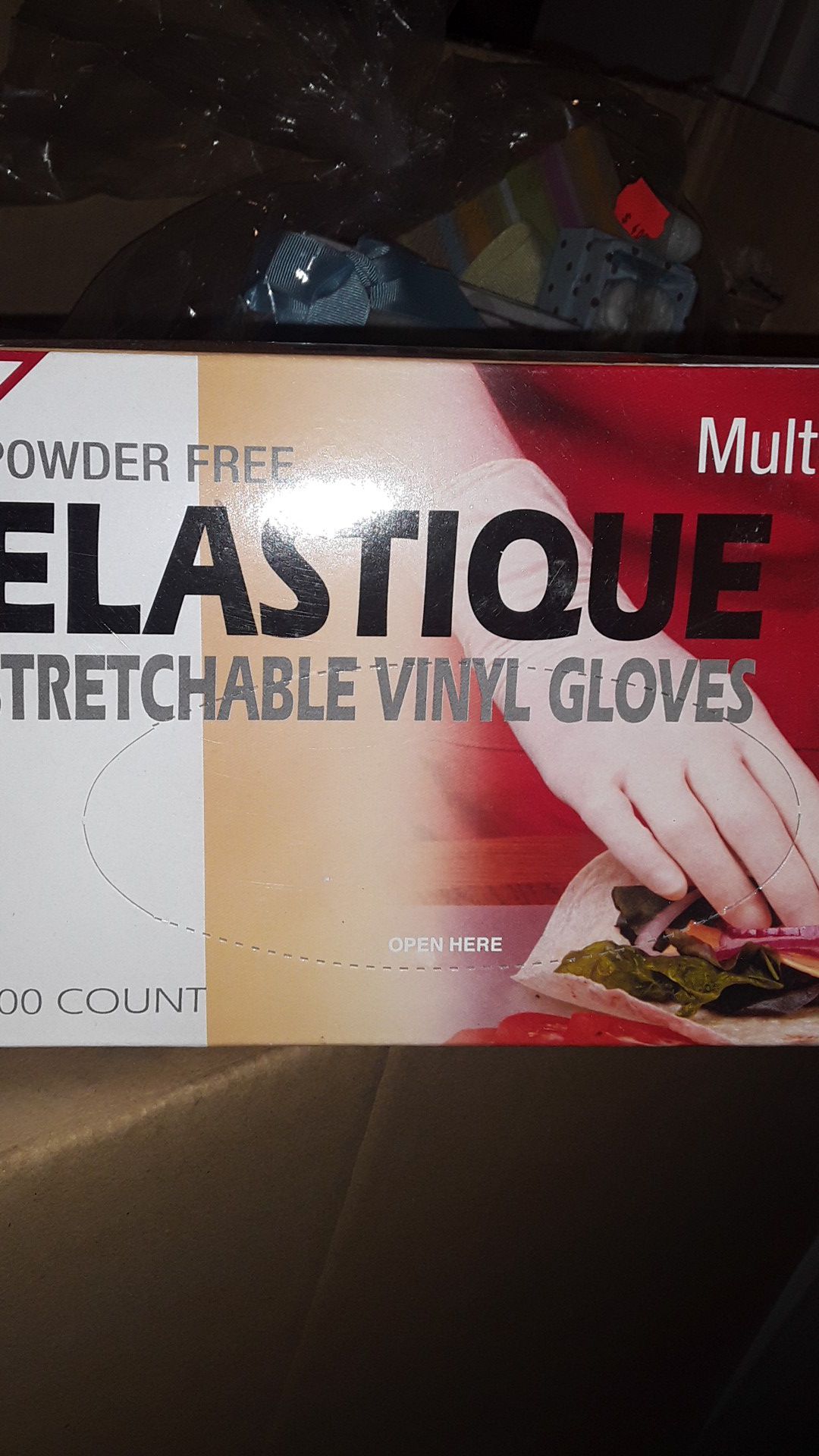 Elastique Strechable Vinyl Gloves